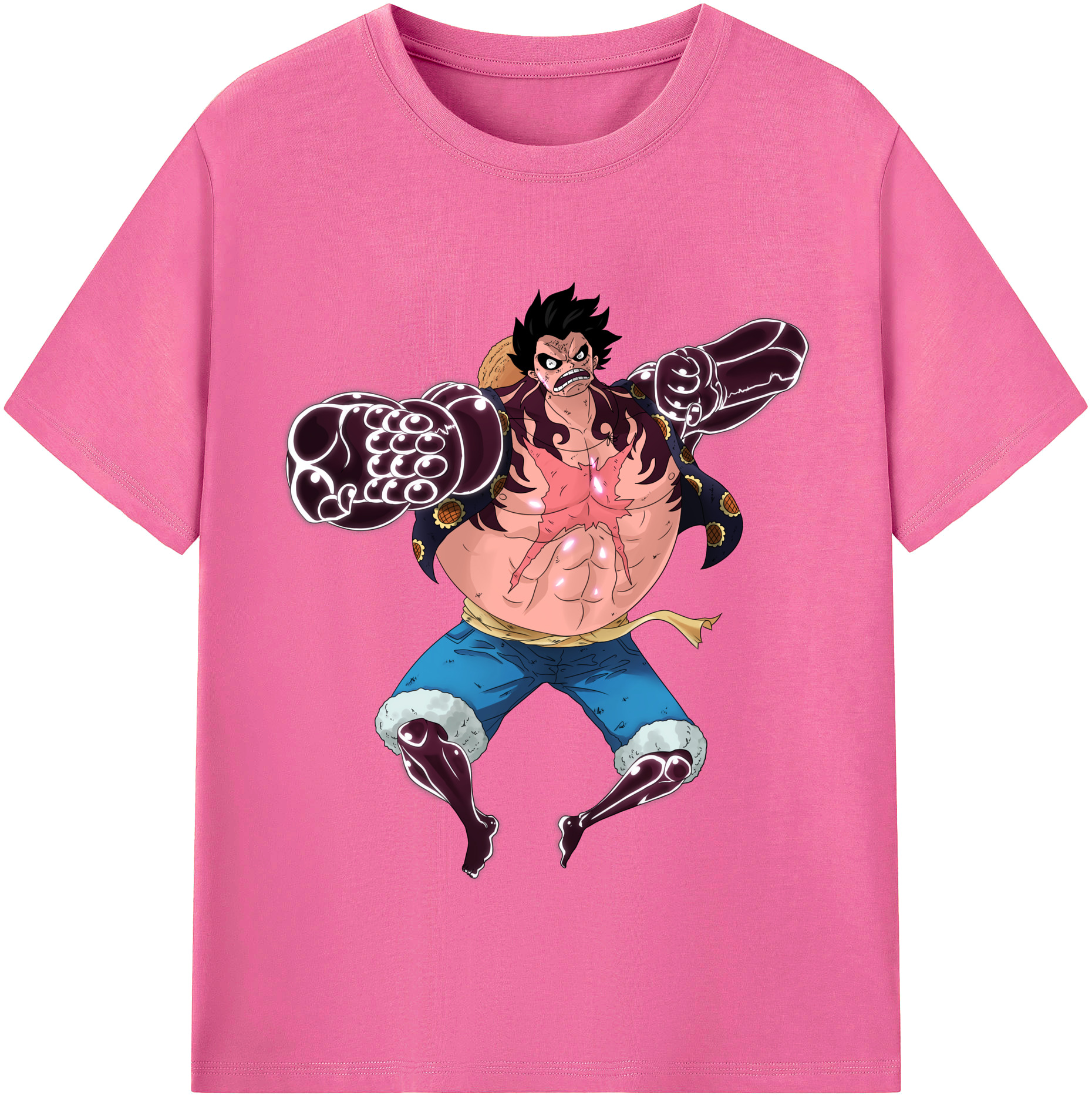 ワンピース モンキー・D・ルフィ ONE PIECE Monkey D. Luffy レディースカジュアルプリントTシャツ（綿100％）